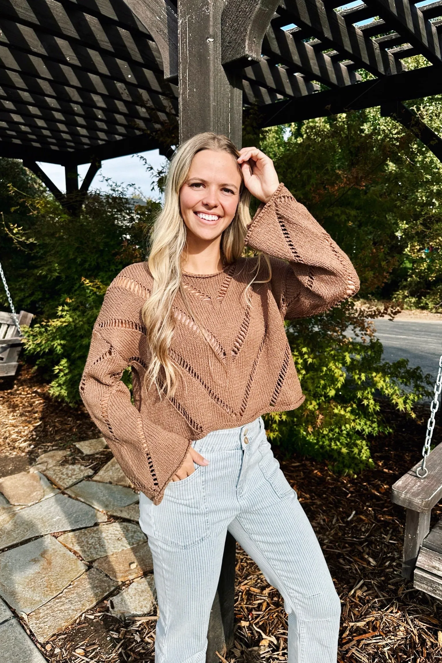 Mild Weather Fresh Look Undone Charm Knit Sweater