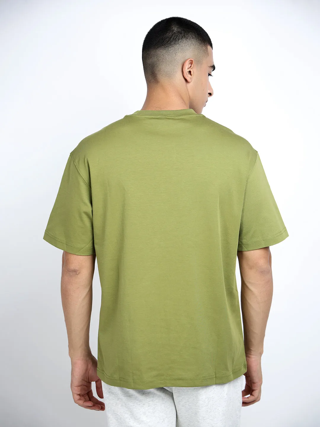 Chilly Day Comfort Active Style Men's Green Short Sleeves Round Neck Relaxed Fit T-Shirt
