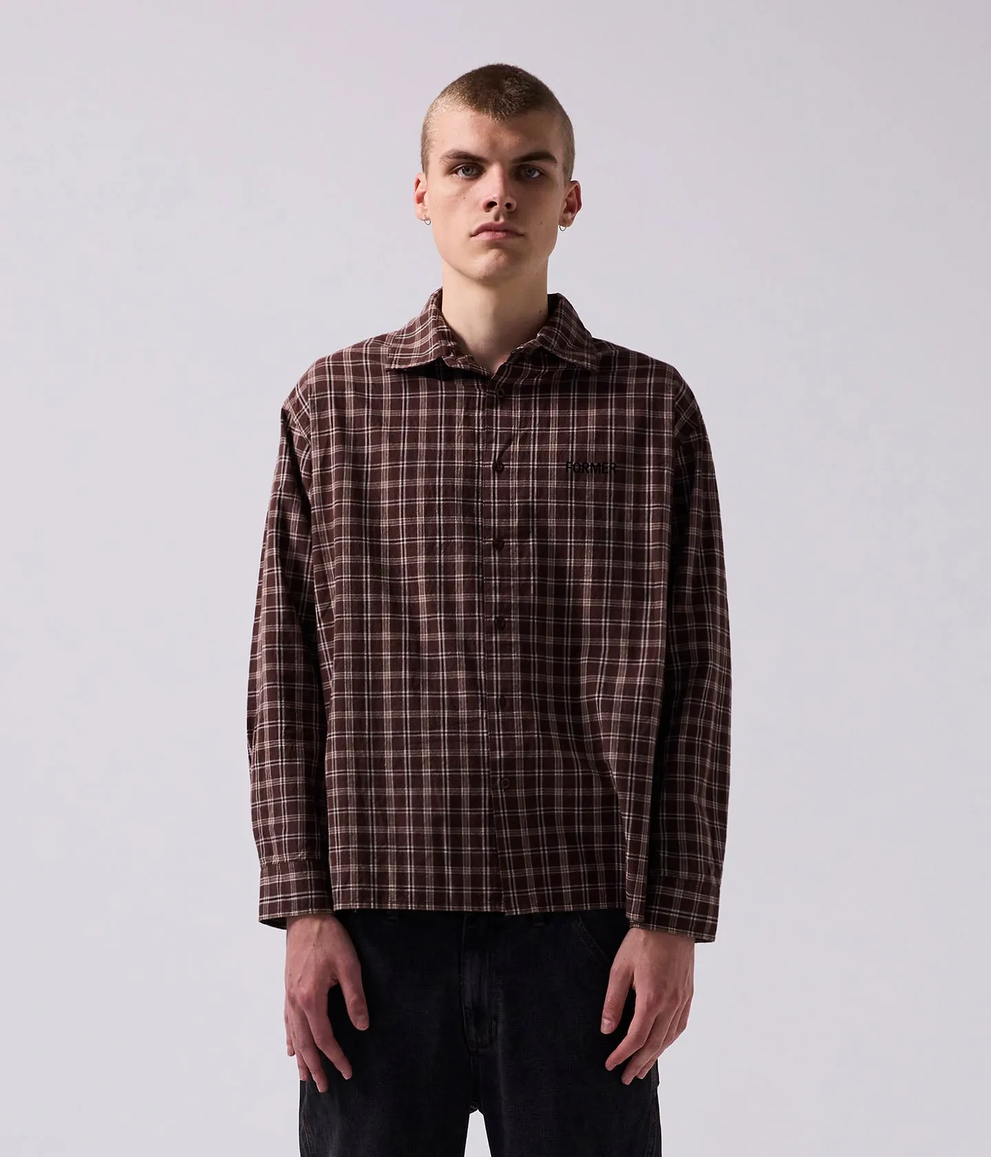 Performance Fit VIVIAN CHECK LS SHIRT // BROWN