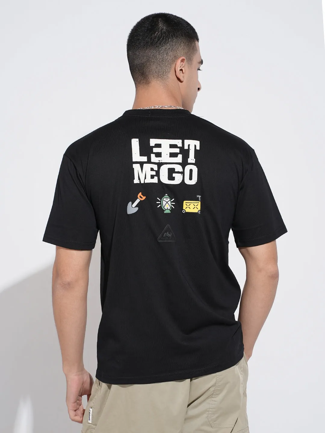 Men's Graphic Print Black Short Sleeves Round Neck Relaxed Fit T-Shirt Abrasion Resistant Fabric funky