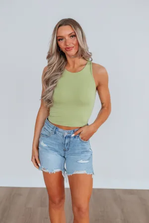 Sleek Comfort Solid color purity Angelina Basic Tank - Avocado