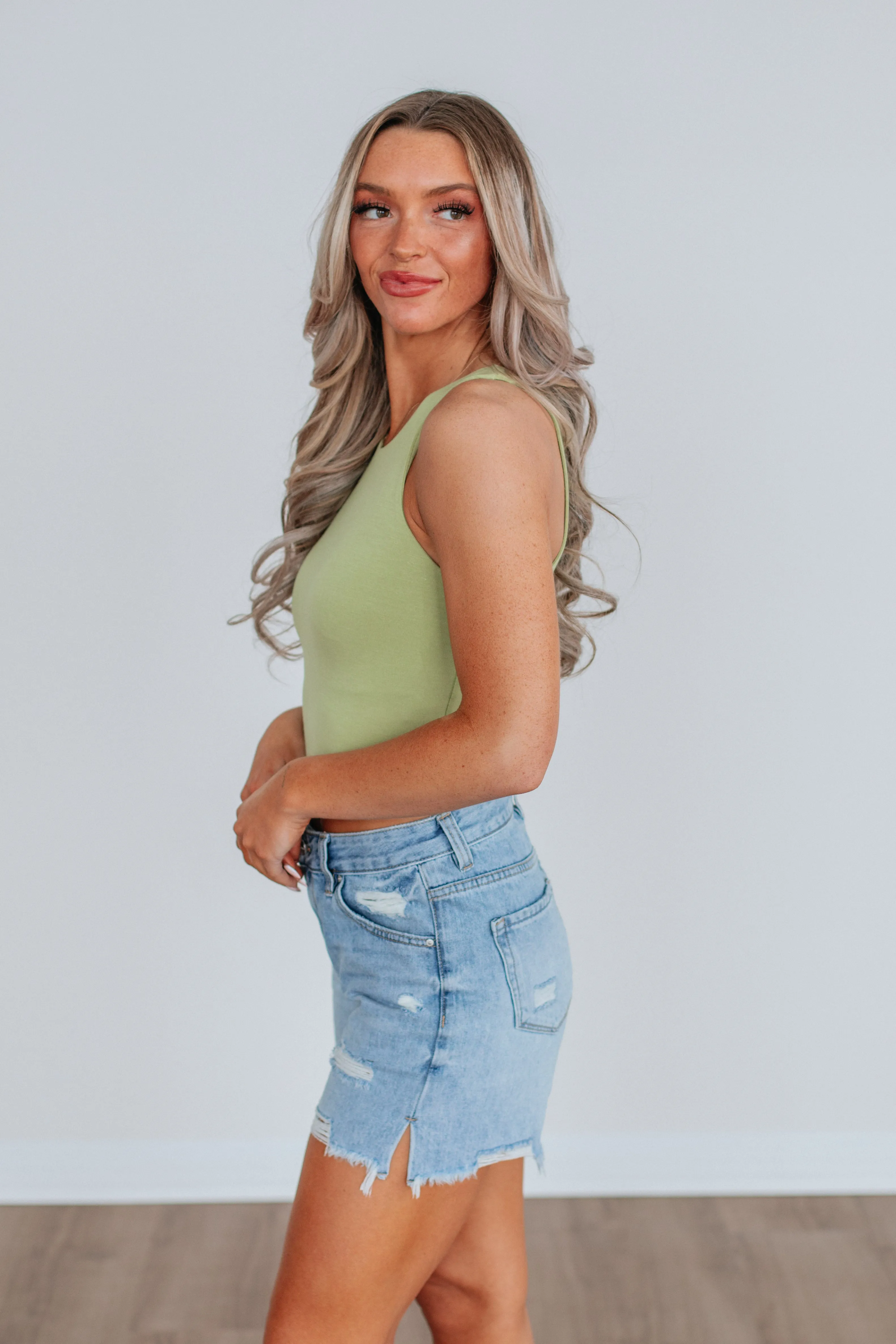 Simple Comfort Wear Angelina Basic Tank - Avocado