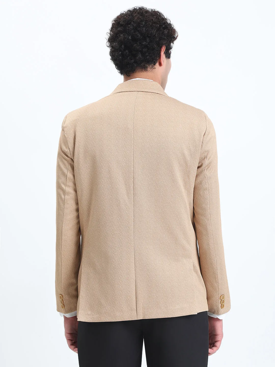 Men's Printed Beige Single-Breasted Slim Fit Blazer InterchangeablePanels Durable Double Stitching