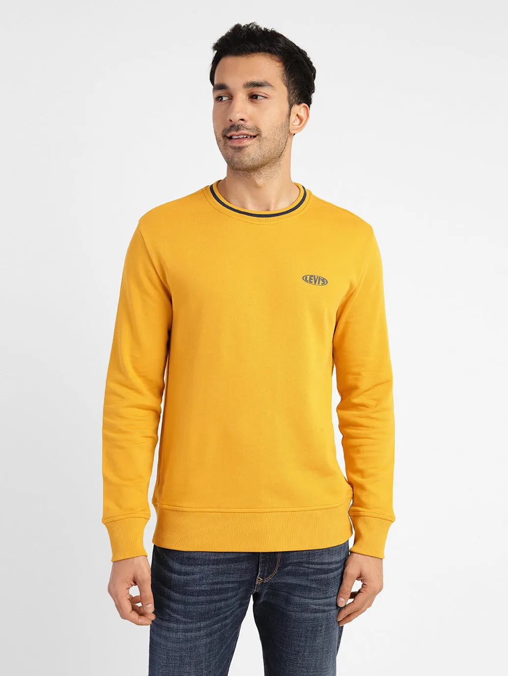 Men's Solid Crew Neck Sweatshirt Understated Charm