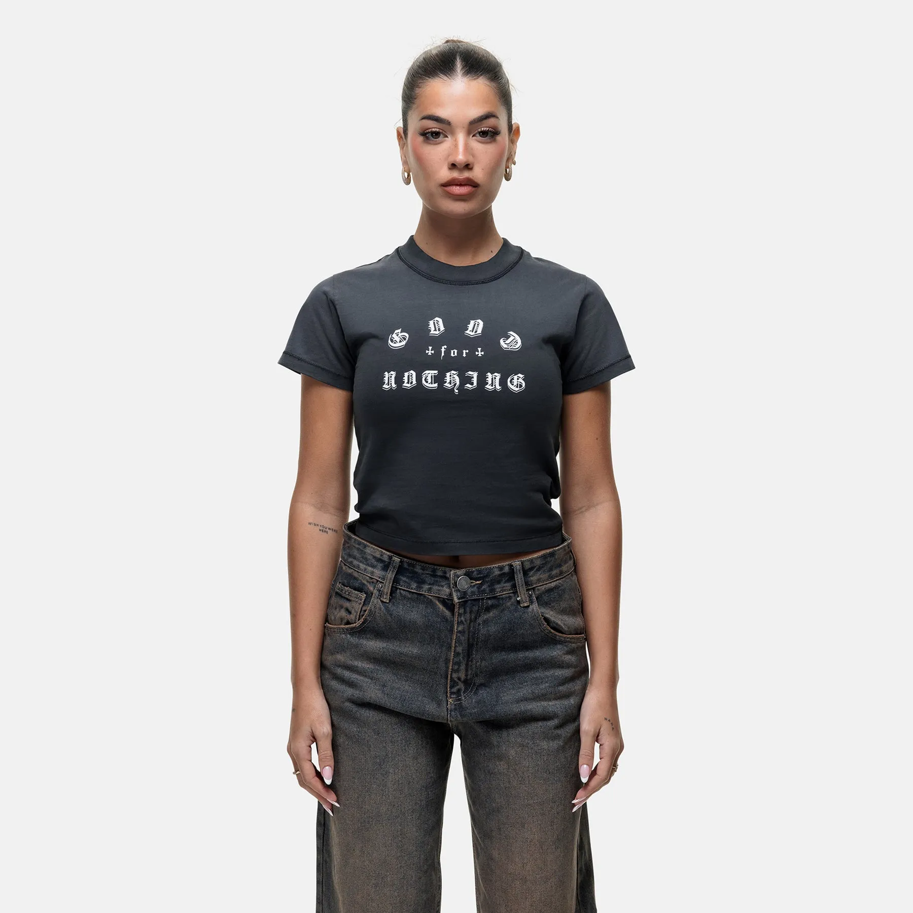 Light Fashion All-Purpose Comfort California Washed Black Baby T-shirt