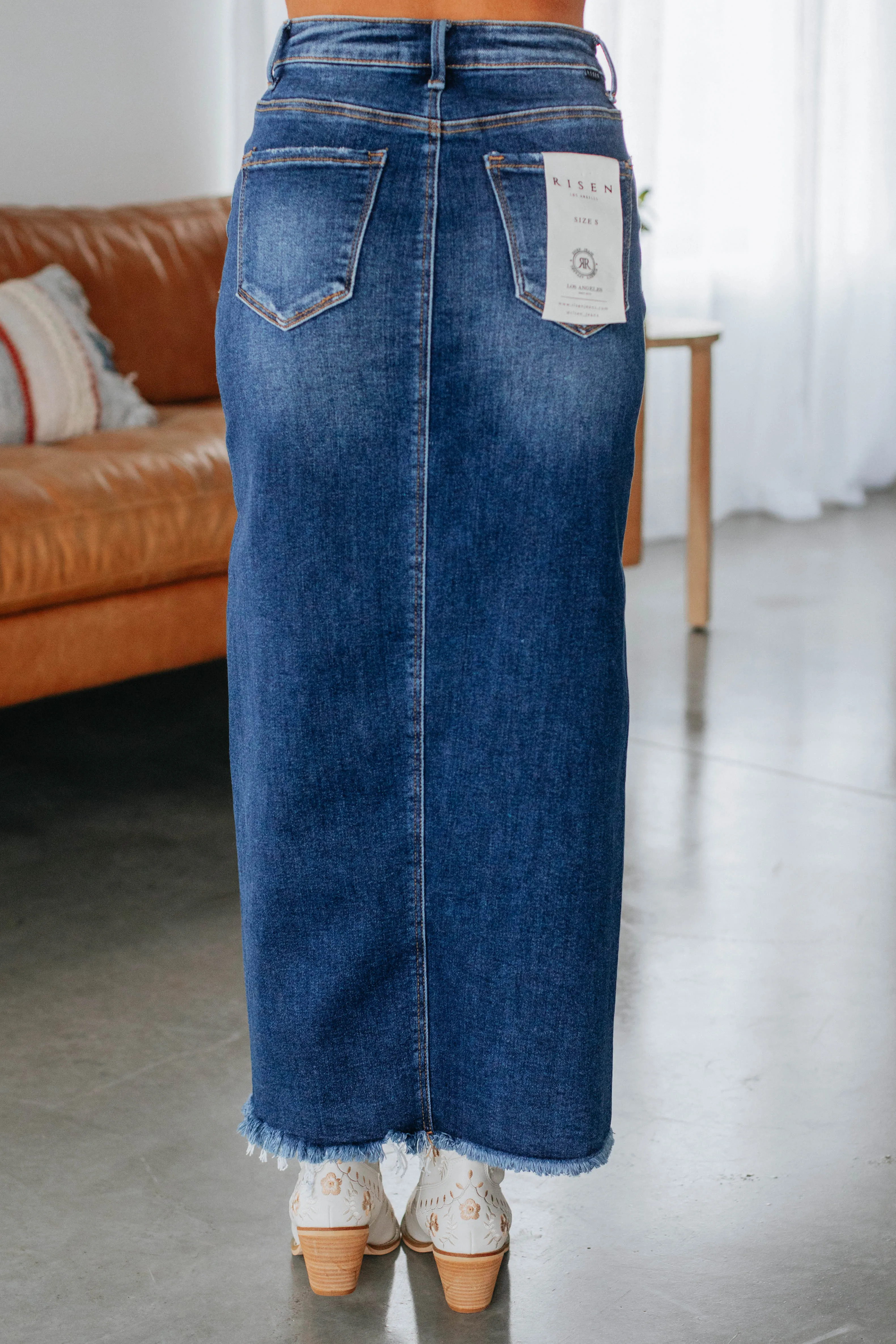 Candyn Risen Denim Skirt - Dark Wash Easy Fit Soft Tones