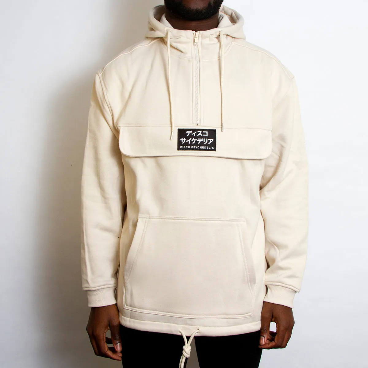 Half sleeve Disco Psychedelia - 3/4 Zipped Pullover Hood - Sand