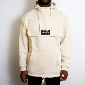 Half sleeve Disco Psychedelia - 3/4 Zipped Pullover Hood - Sand