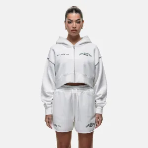 single layer product eyewear protection Antiquity White Crop Zip Hoodie