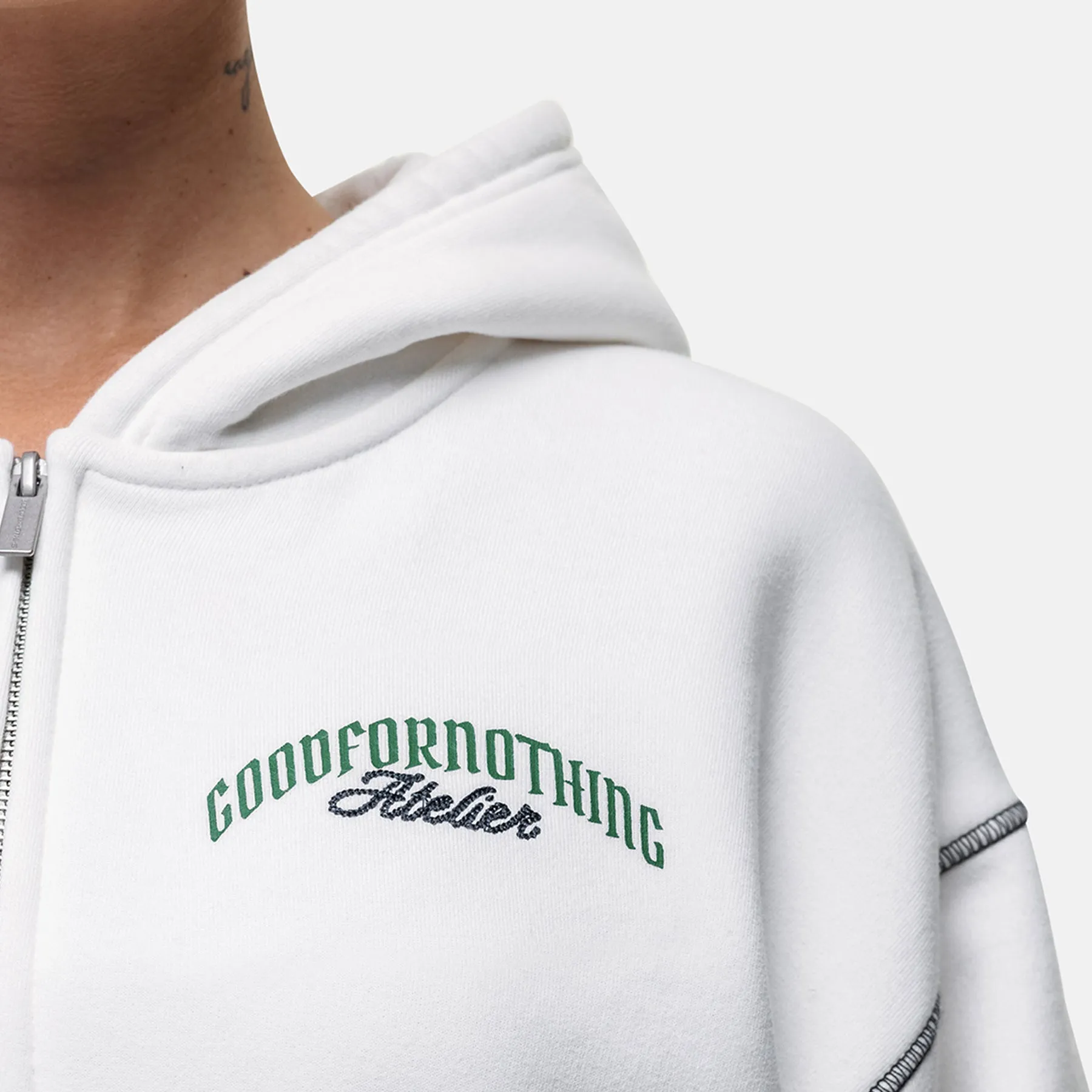 Spring Wear Antiquity White Crop Zip Hoodie