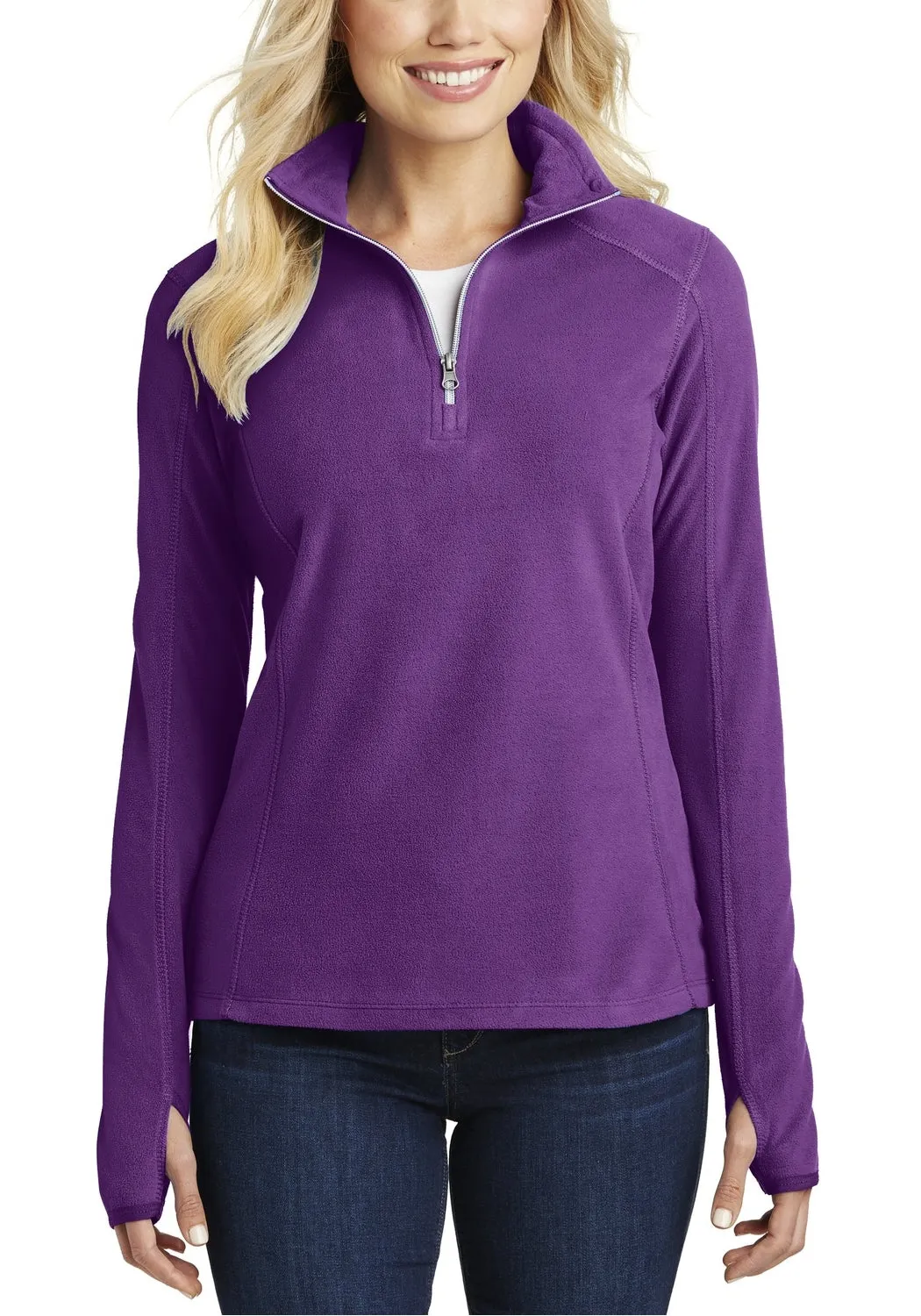 MoistureWicking Fabric JustBlanks Women's Lightweight Microfleece Half-Zip Pullover