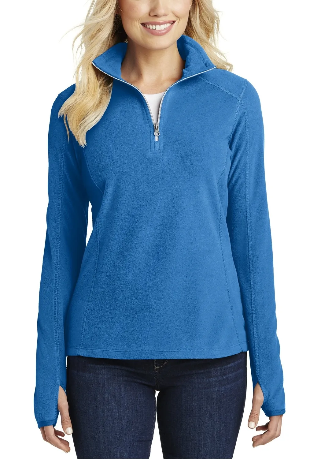 JustBlanks Women's Lightweight Microfleece Half-Zip Pullover City Warmth Ultra Fine Gauge