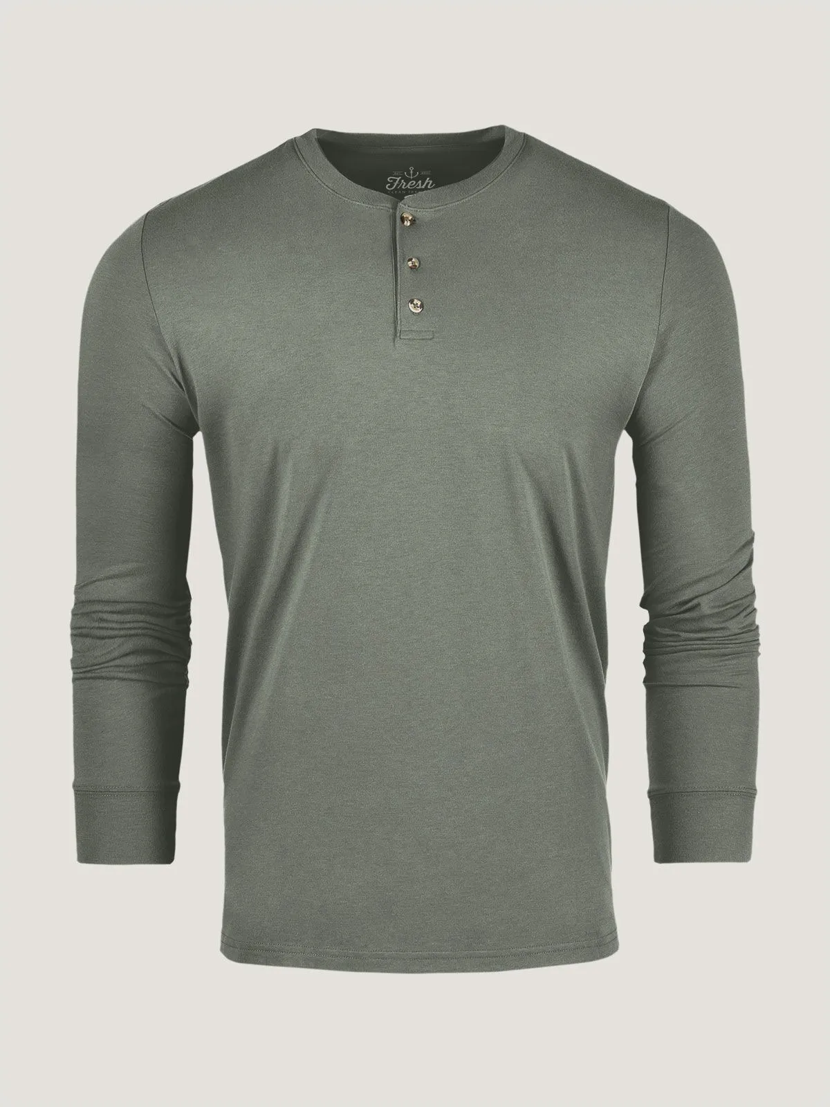 Mercury Green Long Sleeve Henley Non Irritating Collar Modern Twist