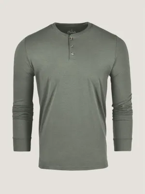 Mercury Green Long Sleeve Henley Non Irritating Collar Modern Twist
