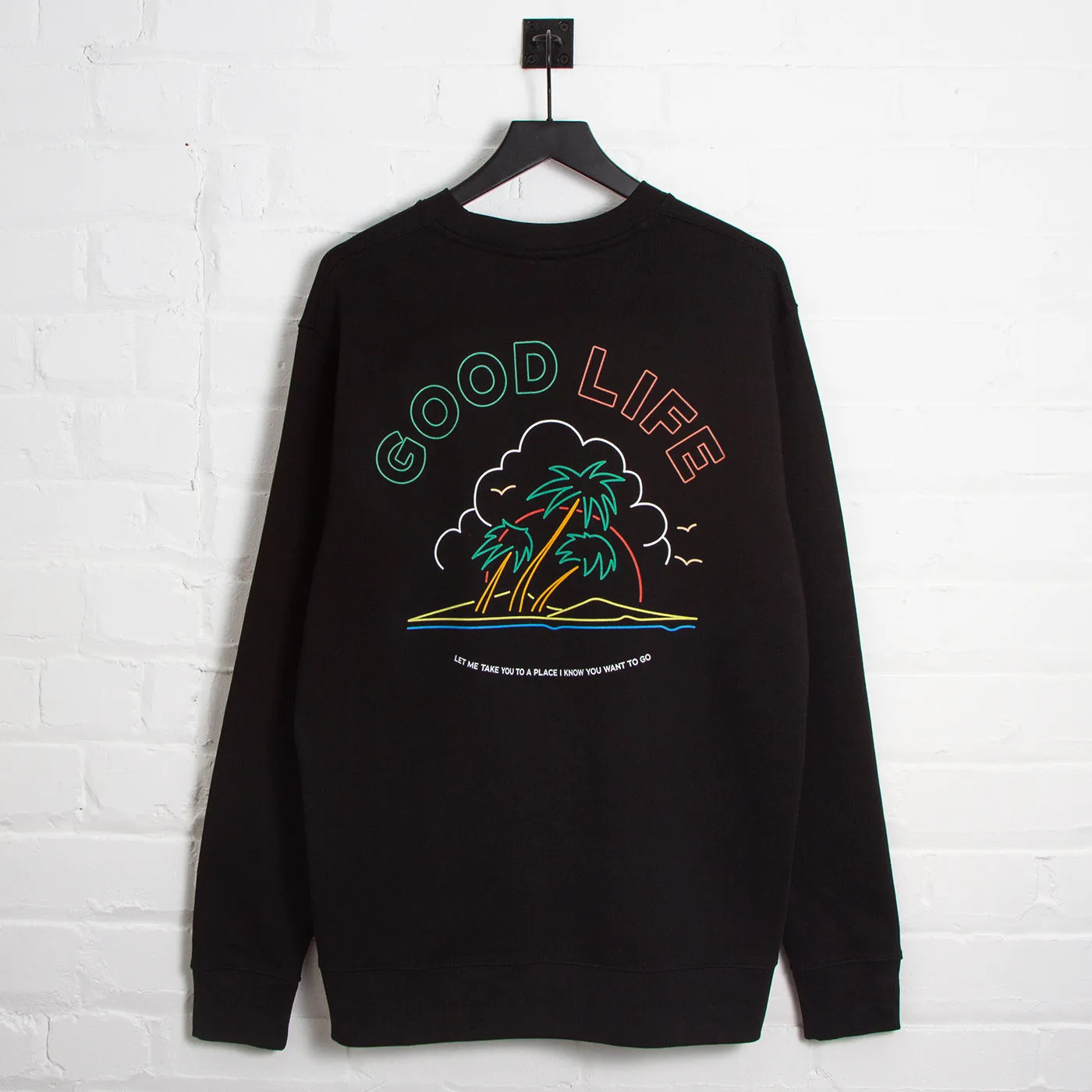 Neon Good Life Back Print - Sweatshirt - Black cycling suitable