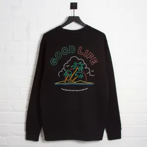 Neon Good Life Back Print - Sweatshirt - Black cycling suitable