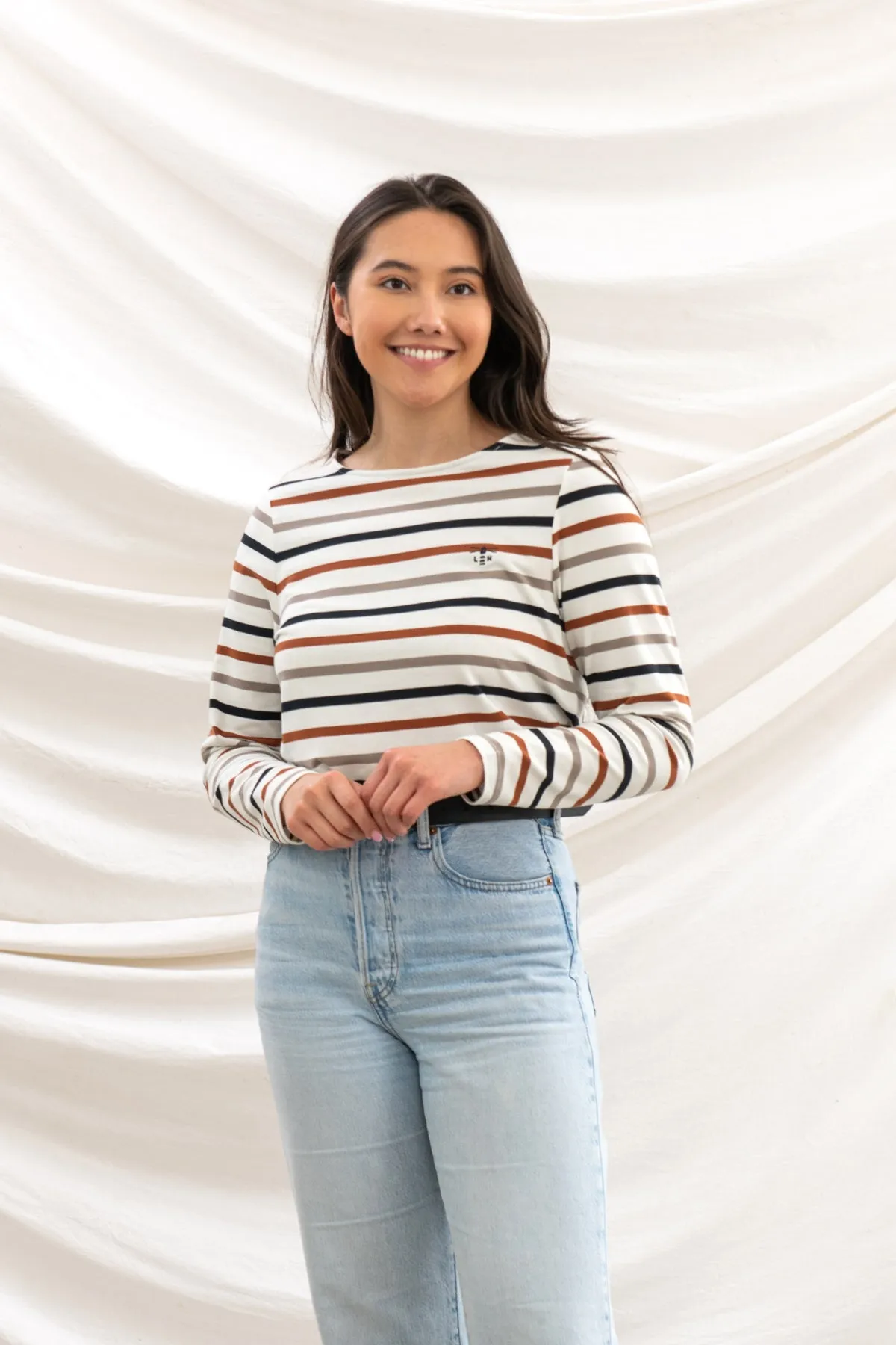 Causeway Breton Top - Rust Mocha Black Stripe Casual Mode Urban Streetwear