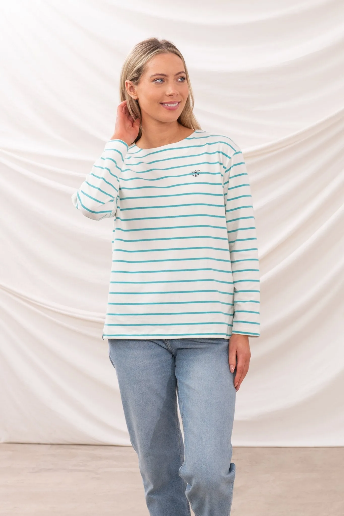 Causeway Breton Top - Soft Teal Stripe Urban Streetwear