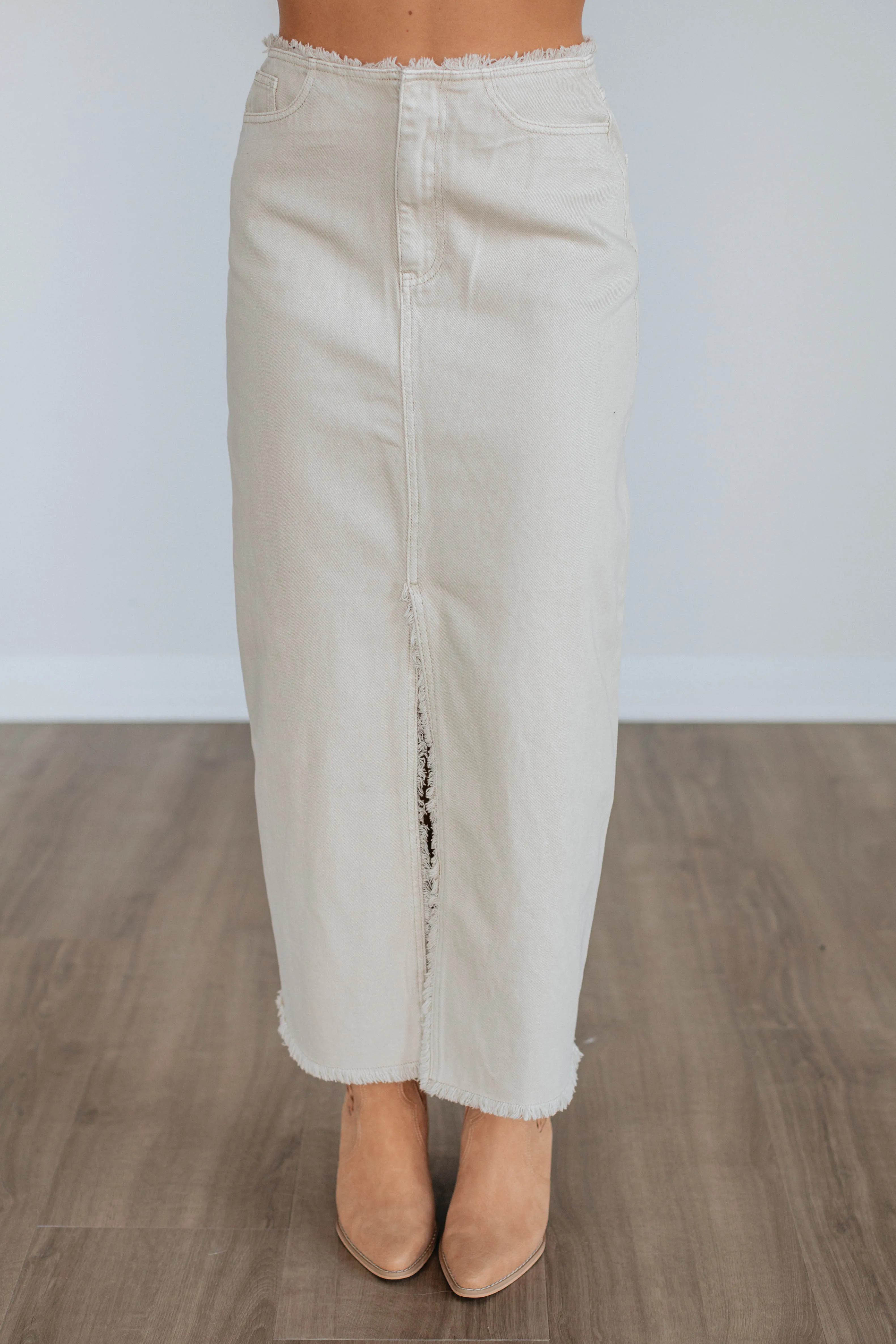 Joy Denim Skirt - Beige Classic Choice Cozy Tones