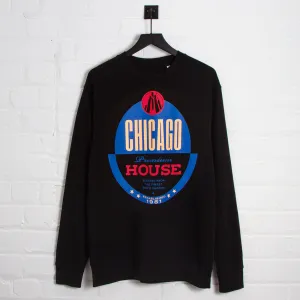 Chicago House Front Print - Sweatshirt - Black Relaxed Look