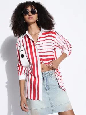 ethical Women's Striped White Oversized Shirt