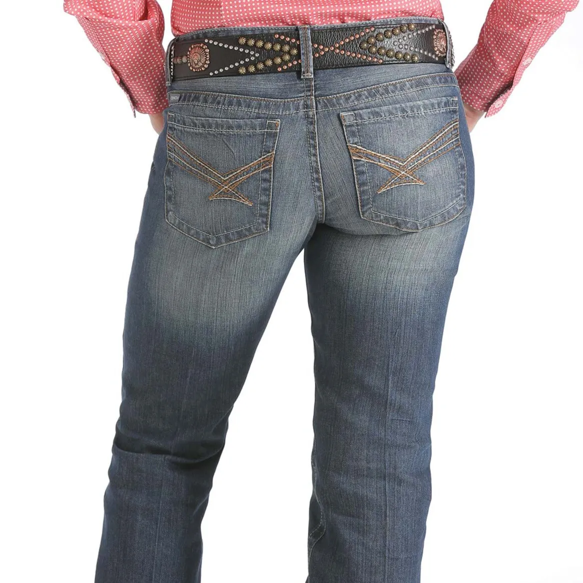 Artist Vibe Sustainable Cinch Women's Ada Relaxed Bootcut Jean in Medium Stonewash