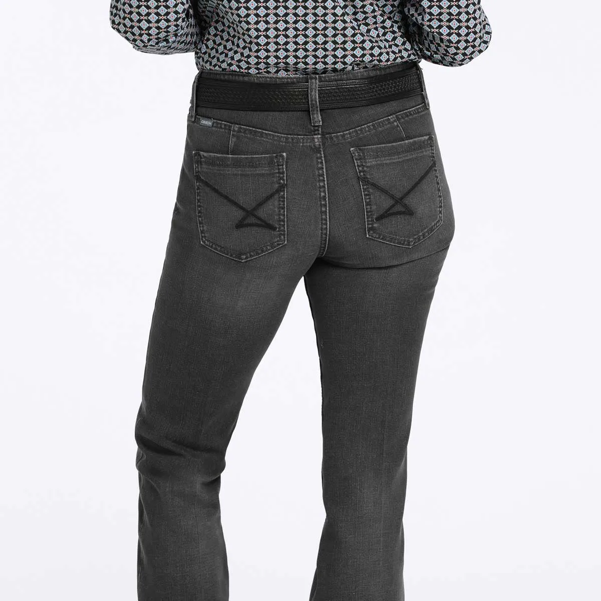 Flex Knit Waist Panel Cinch Women's Lynden Slim Trouser in Black