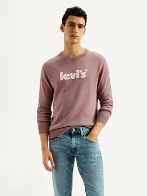 Everyday Classic Clean Finish Men's Brand Logo Mauve Crew Neck Sweater