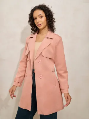 Adaptive Layering System Women's Peach Trench Coat with Shoulder Flaps