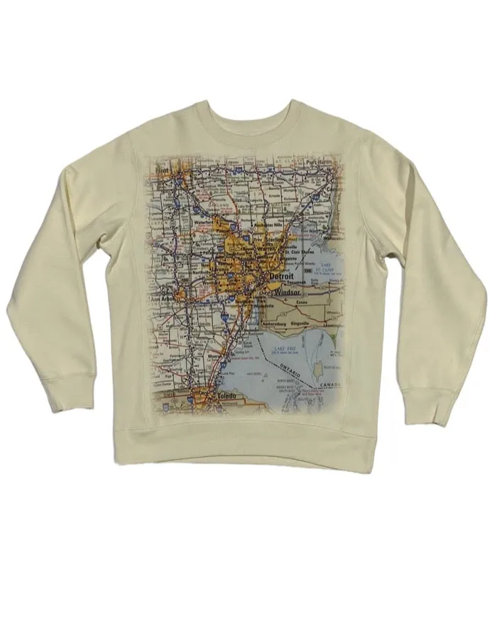 Ink Detroit - Metro Detroit Map - Crewneck Sweatshirt - Natural ironable