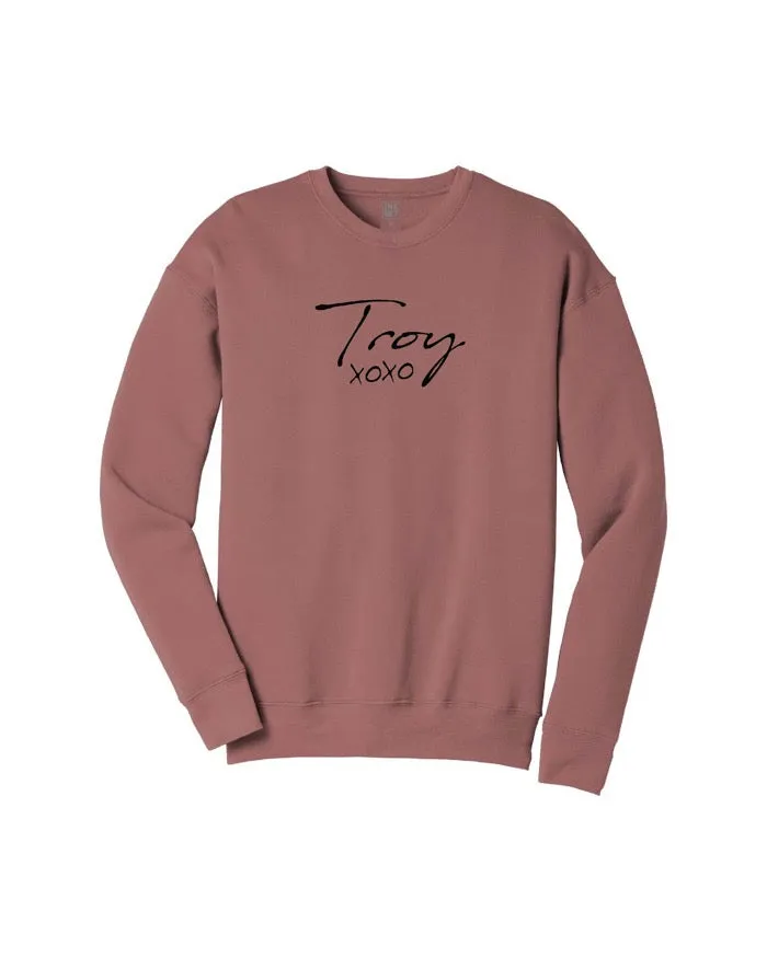 Layer Comfort Ink Detroit Troy XOXO Crewneck Sweatshirt - Mauve