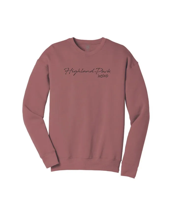product generic practicality Graphic Design Ink Detroit Highland Park XOXO Crewneck Sweatshirt - Mauve