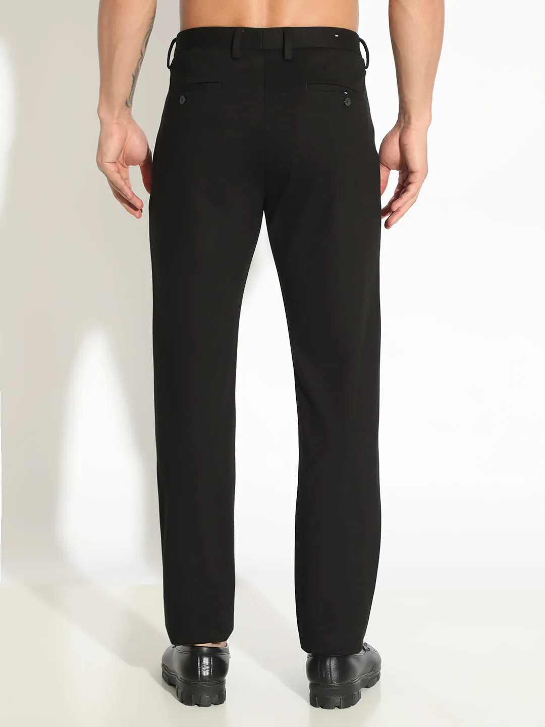 Men's Black Formal Low Rise Trousers Trendy Comfort Comfort waistband