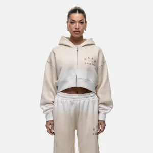 Best-selling Sprayed Cali Cream Crop Zip Hoodie