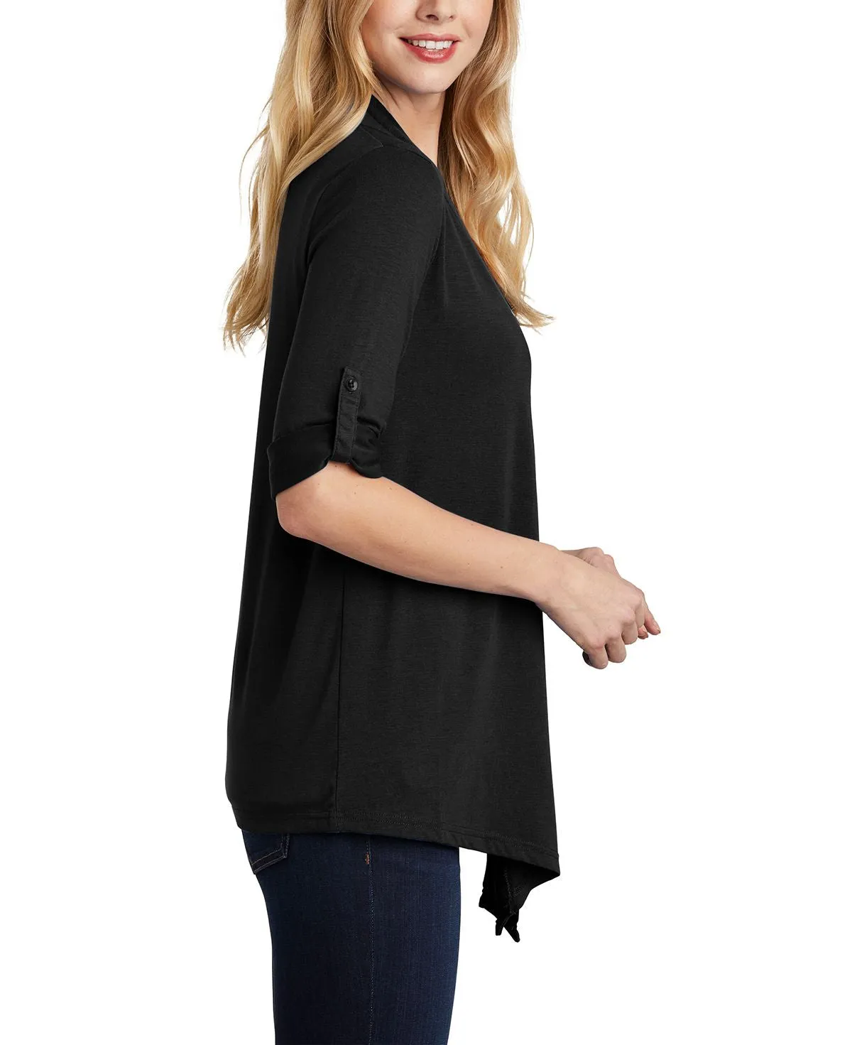 ZeroWaste Manufacturing Multi Layer Weaving JustBlanks Women's Casual Open Front Concept Shrug