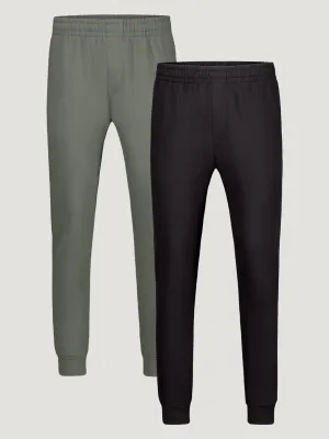 Full Motion RegularFit Black   Mercury Green Fleece Sweatpants Foundation 2-Pack FINAL SALE
