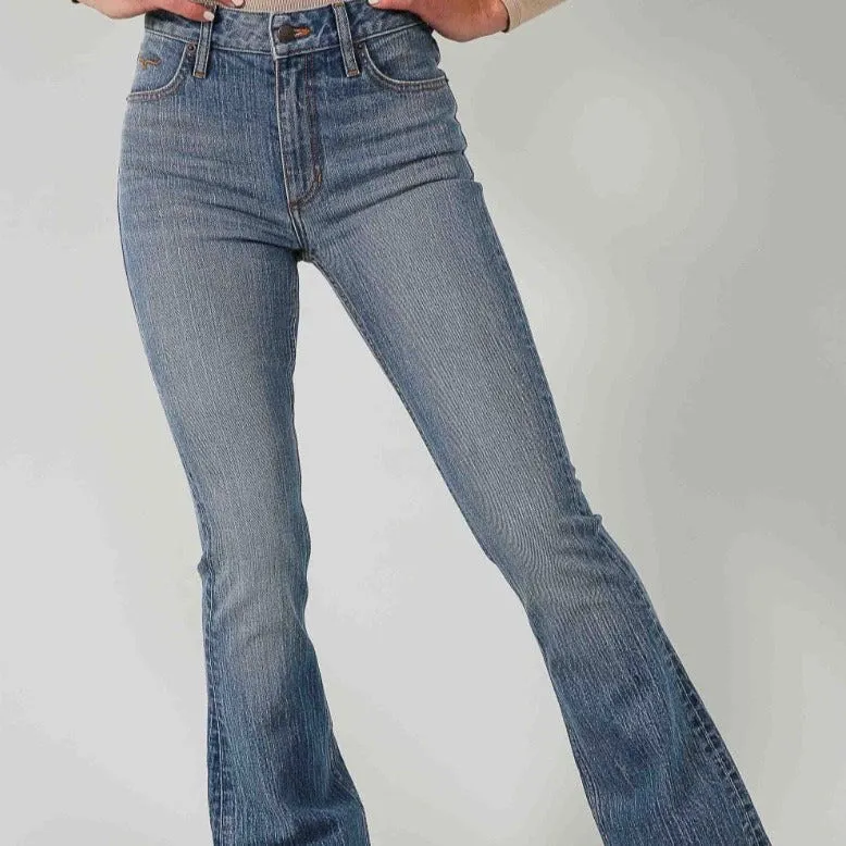 Kimes Ranch Women's Jennifer Mid Wash High Rise Flare Jean Sharp Edge High-waisted