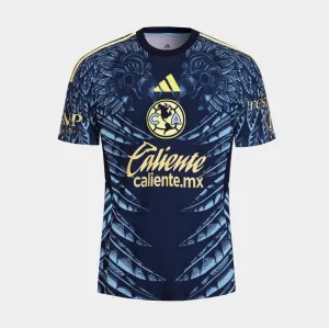 Club America Caliente 25/26 Away Mens Jersey (Navy Blue/Yellow) Layered Paneling