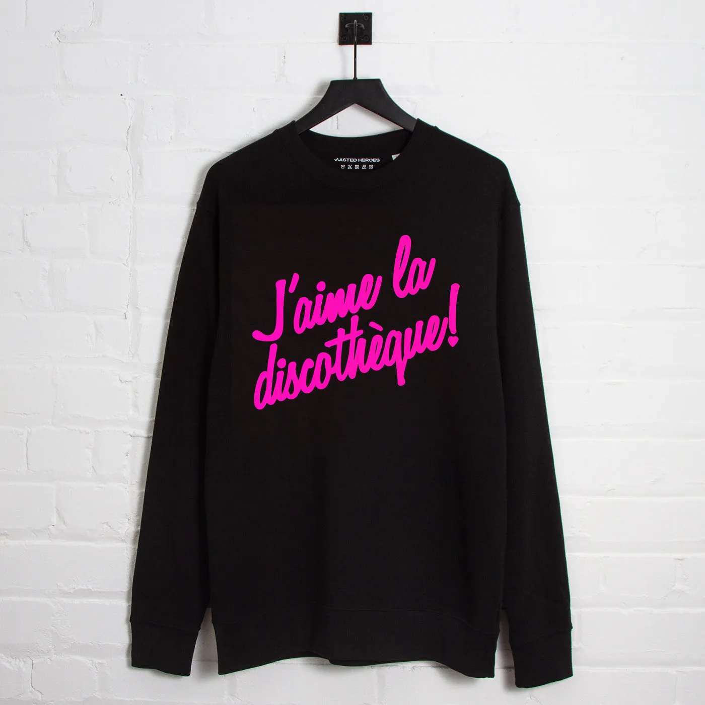 Breathable Material Plaid Design J'aime Discotheque - Sweatshirt - Black