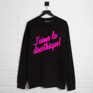 Breathable Material Plaid Design J'aime Discotheque - Sweatshirt - Black