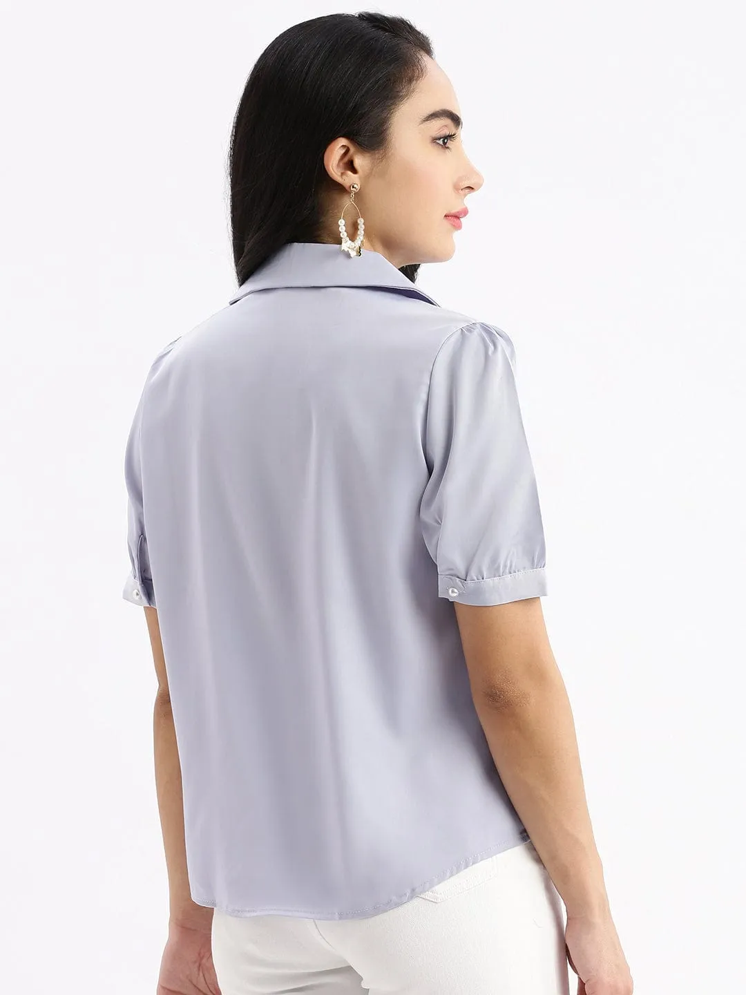 LightweightBlend Slim Fit Design Women's Lavender Standard Slim Fit Opaque Striped Casual Shirt