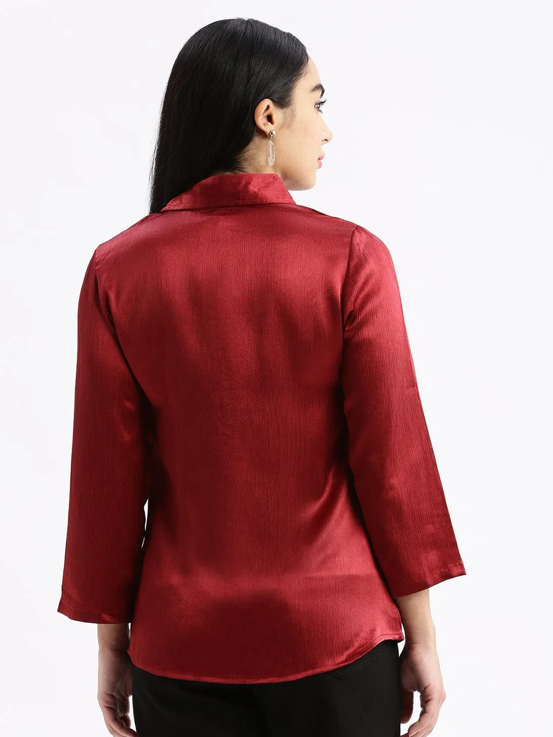 Ultimate Wear comfortable top Women's Maroon Standard Slim Fit Opaque Casual Shirt