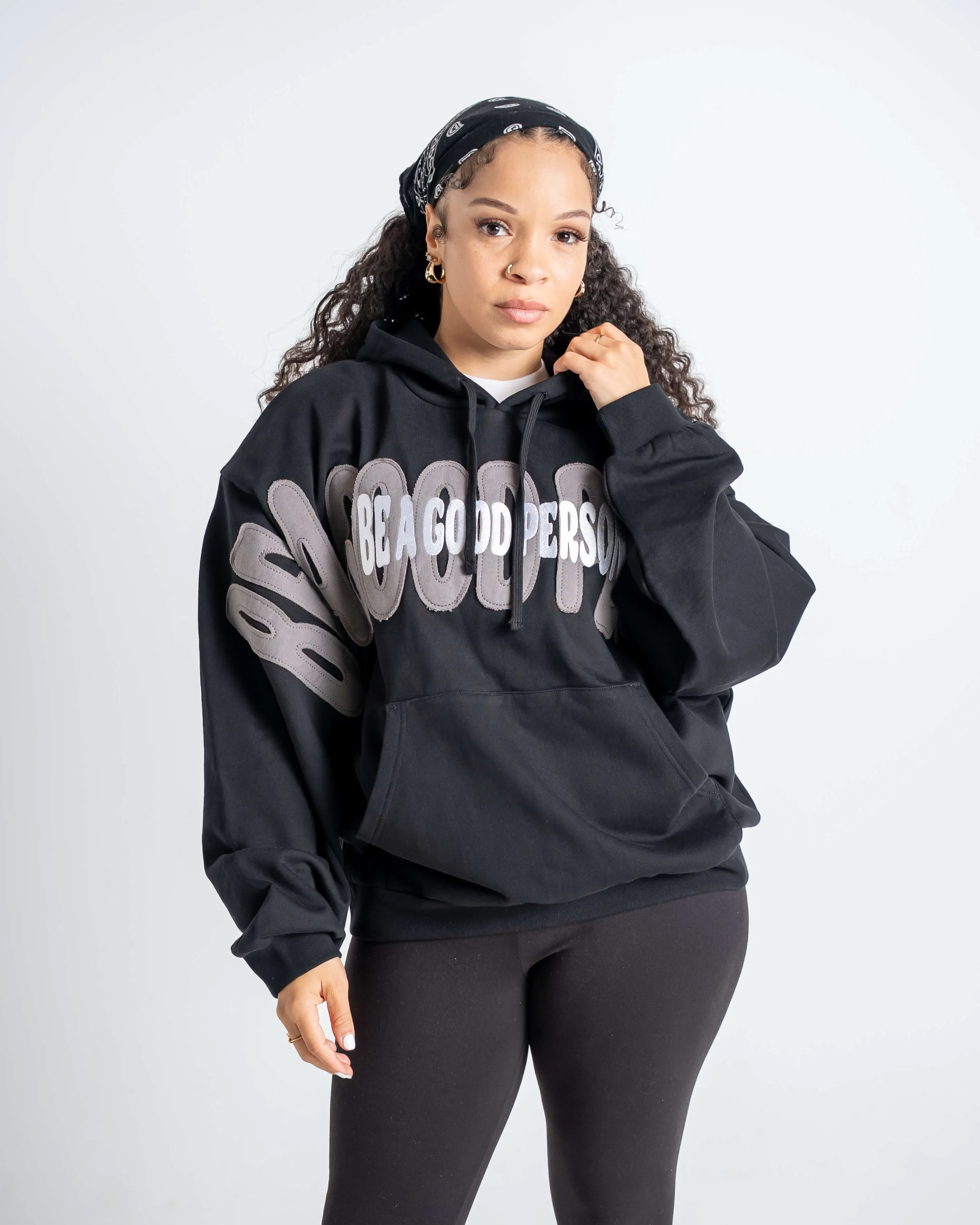 Easy to store Cozy Streetwear Pinched Slouch Fit Hoodie - Black