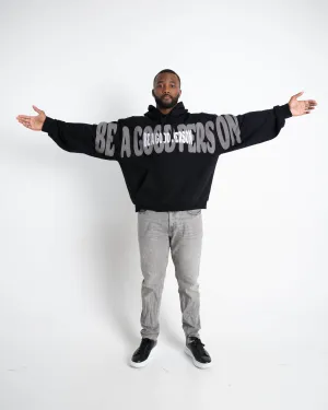 Pinched Slouch Fit Hoodie - Black Cotton Blend Home Wear