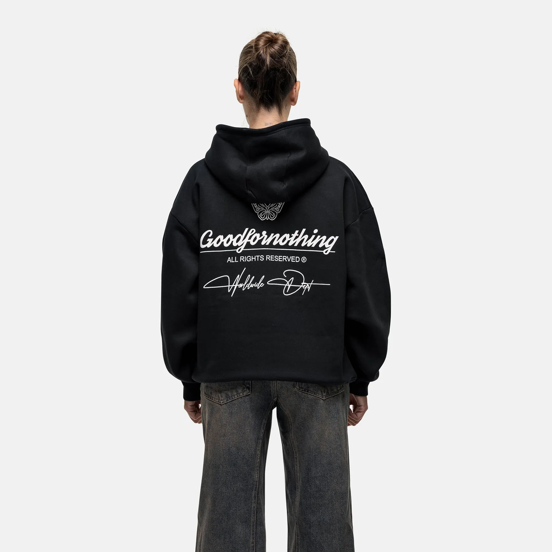 Cult Black Hoodie goes with high heels