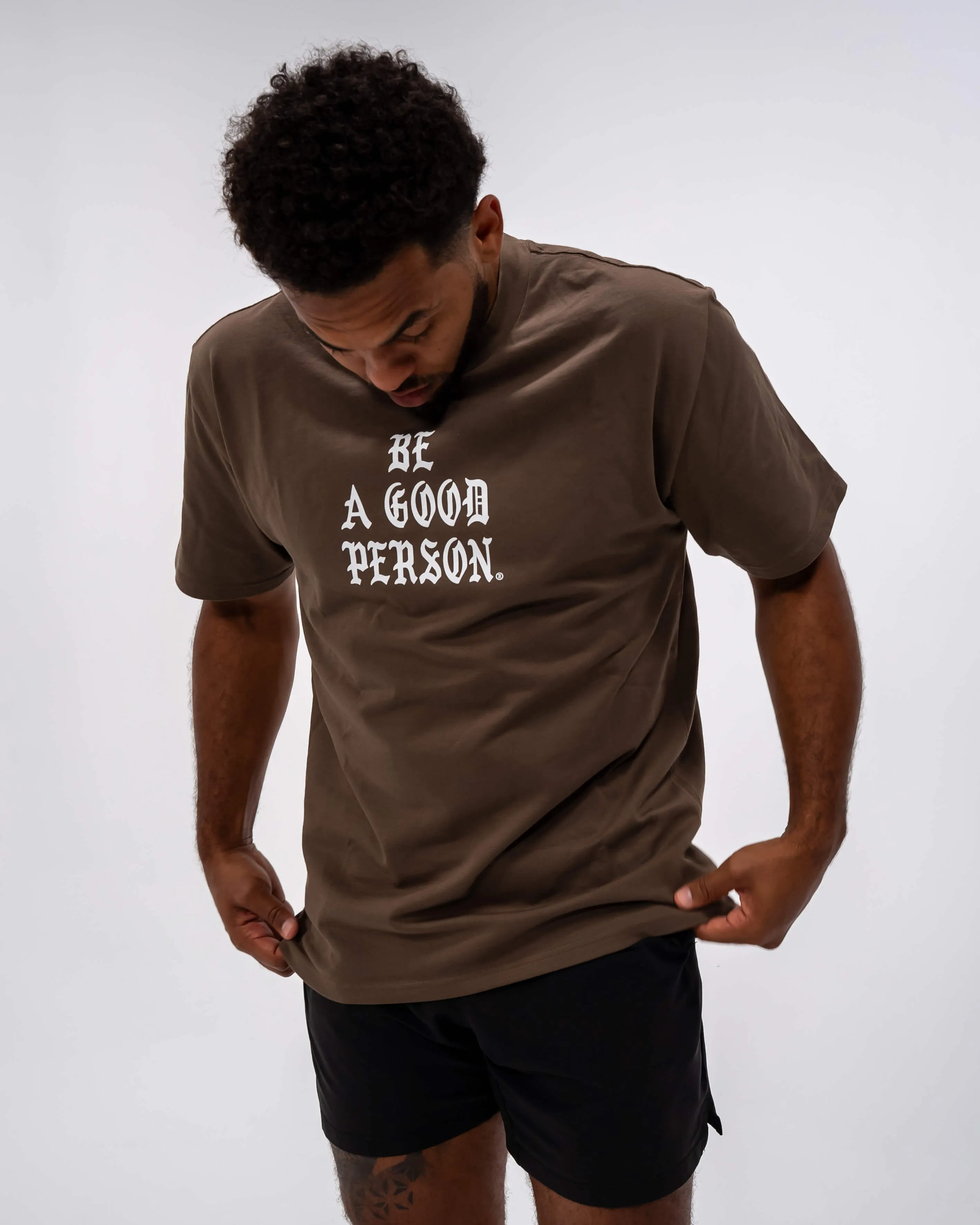 Saint Script Heavyweight Box T-Shirt - Brown Easy-to-Style Top Short Sleeve