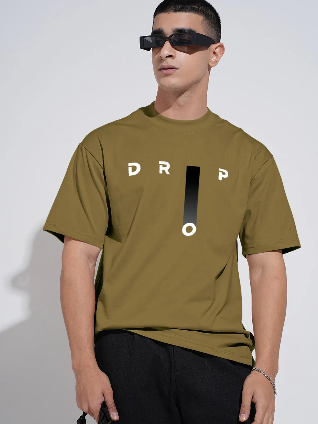 Printed uniqueness Outdoor Comfort Style Men's Typography Olive Graphic Printed  Round Neck T-Shirt