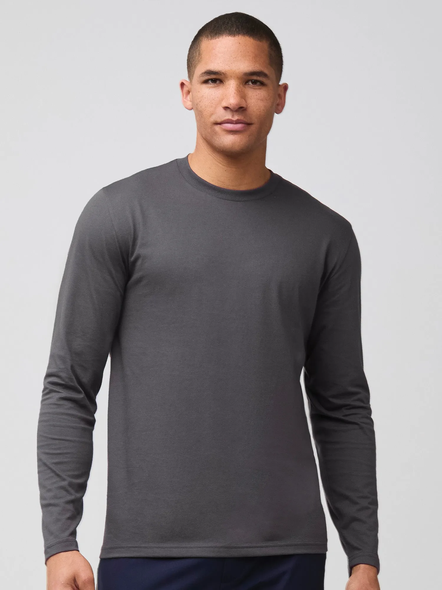 Reinforced Neckline Perfect for Layering Concrete Long Sleeve Crew Neck