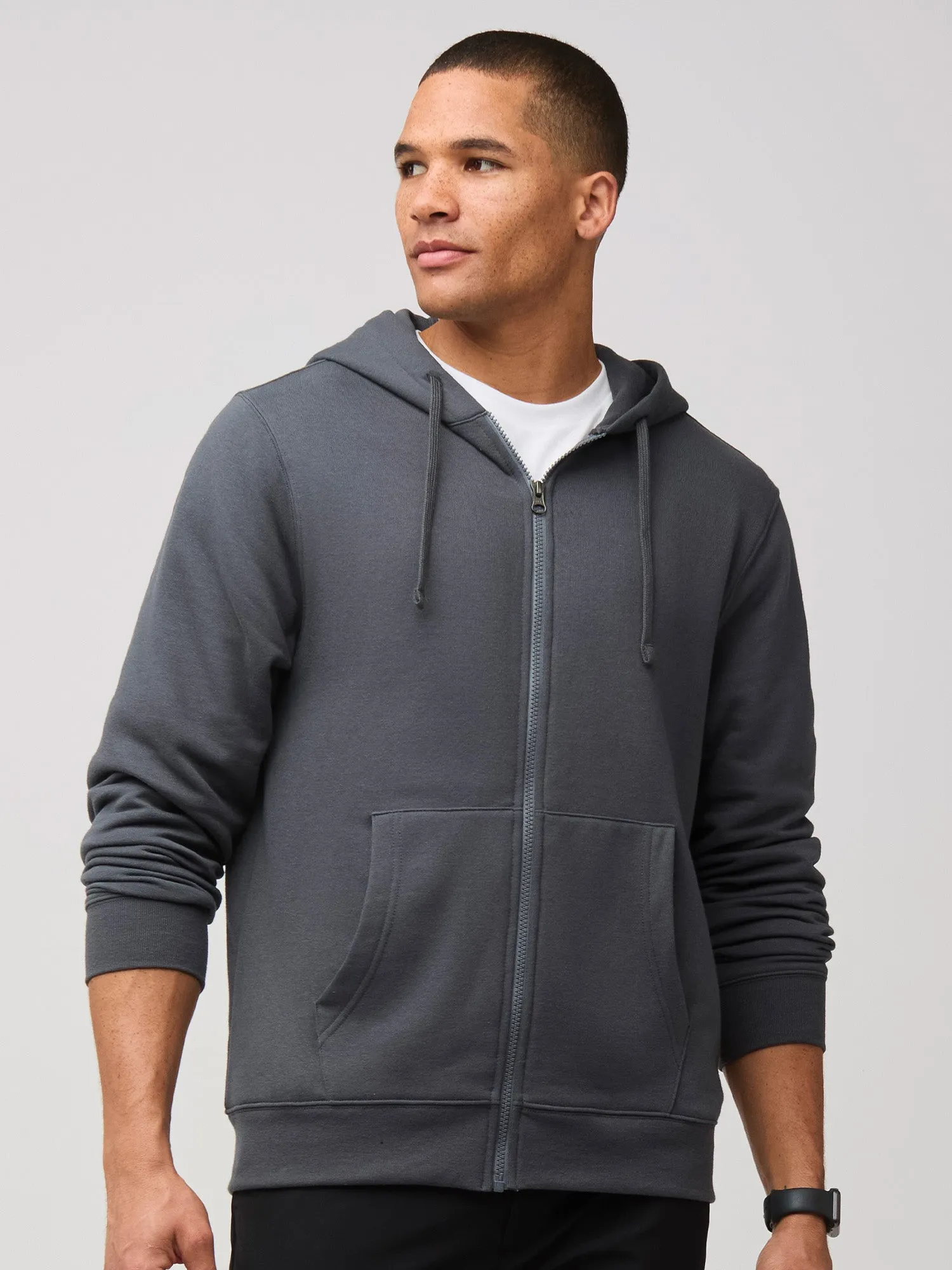 brandable Durable Collar Construction Concrete Zip-Up Hoodie
