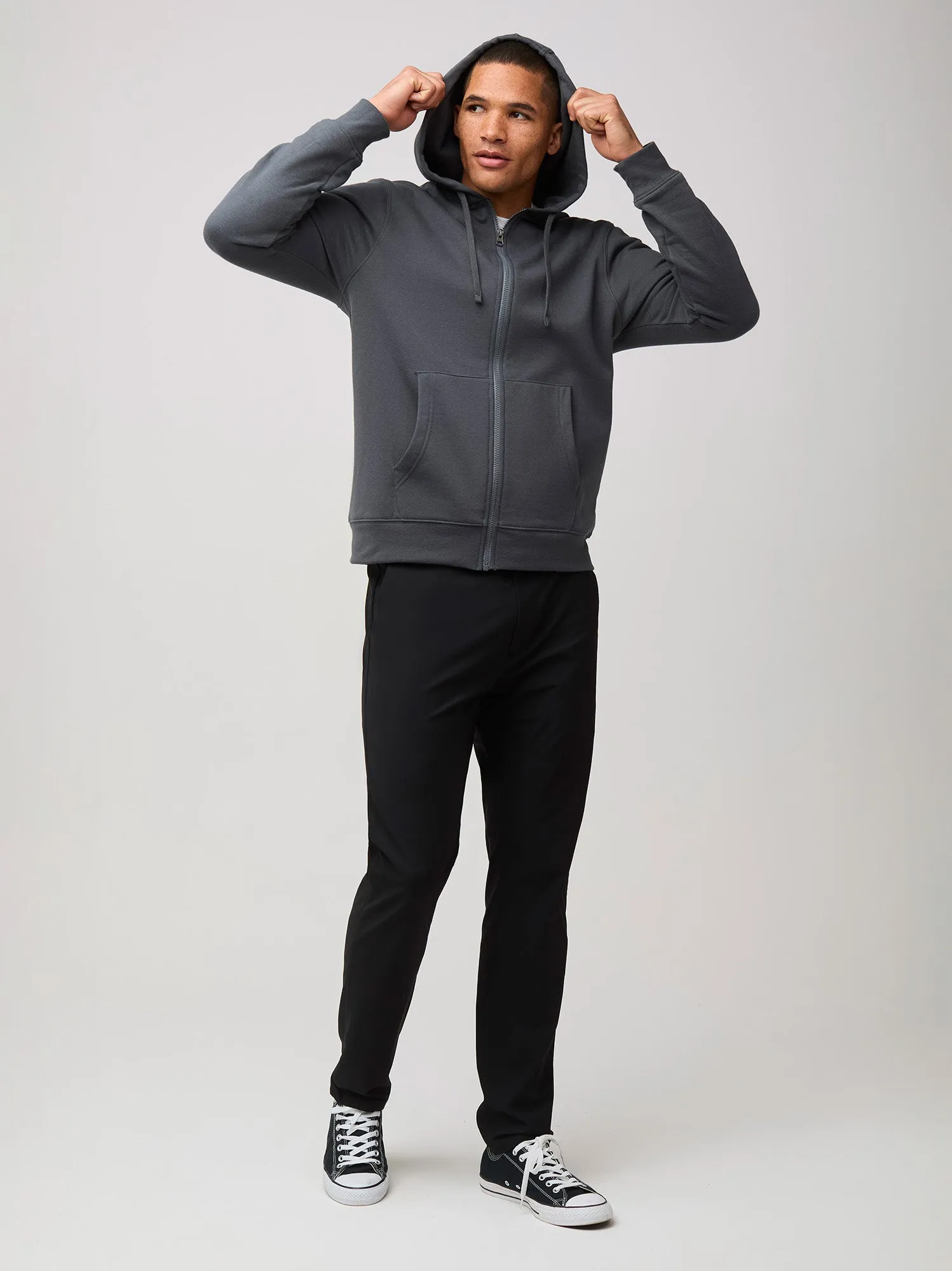 Concrete Zip-Up Hoodie No Slip Shoulder Design Sustainable Production Process